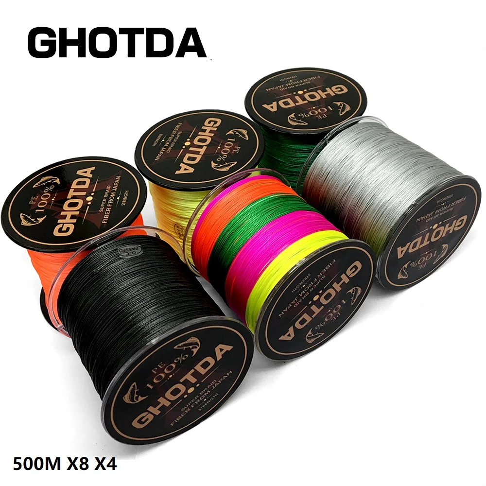 GHOTDA 8 السواحل 4 السواحل اليابان سوبر قوي PE مضفر الصيد خط المتعددة الشعيرات خط الصيد 500 متر جديلة موضوع 8/4 جديلة