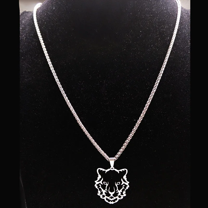 Модное ожерелье из нержавеющей стали с подвеской в виде тигра, ювелирное длинное серебряное ожерелье, ювелирные изделия-ожерелья hombre N17842