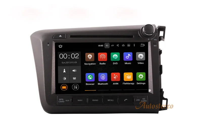 Top Car CD DVD player Android Quad core Car GPS navigation for Honda Civic right 2012 - 2015 radio mirror link mp3 video player 5