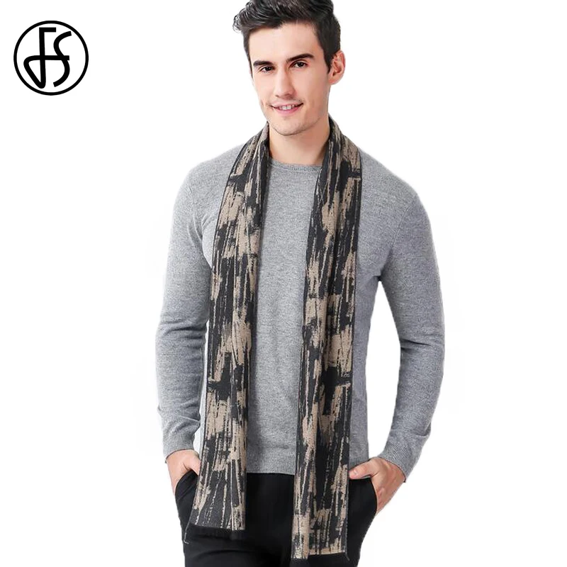 Fs Vintage Gentlemen Print Men Scarf Brand Luxury Winter Warm Long