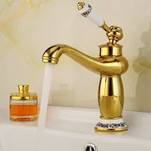 Все медный золотой кран для воды Европейский стиль смеситель для горячей и холодной воды кран для раковины ванной комнаты