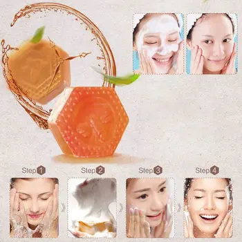 

100g Honeycomb Shaped Propolis Essential Oil Handmade Soap Face Deep Cleaning Whitening Moisturizing Oil Control Skin Care