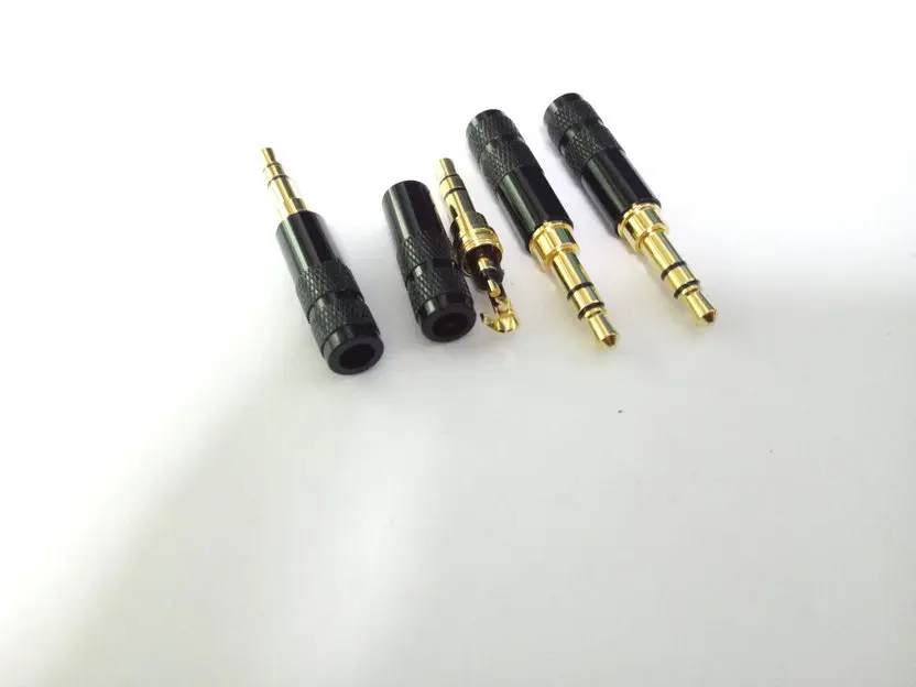 100pcs black mini copper 3 5mm stereo Repair headphone Plug soldering adapter