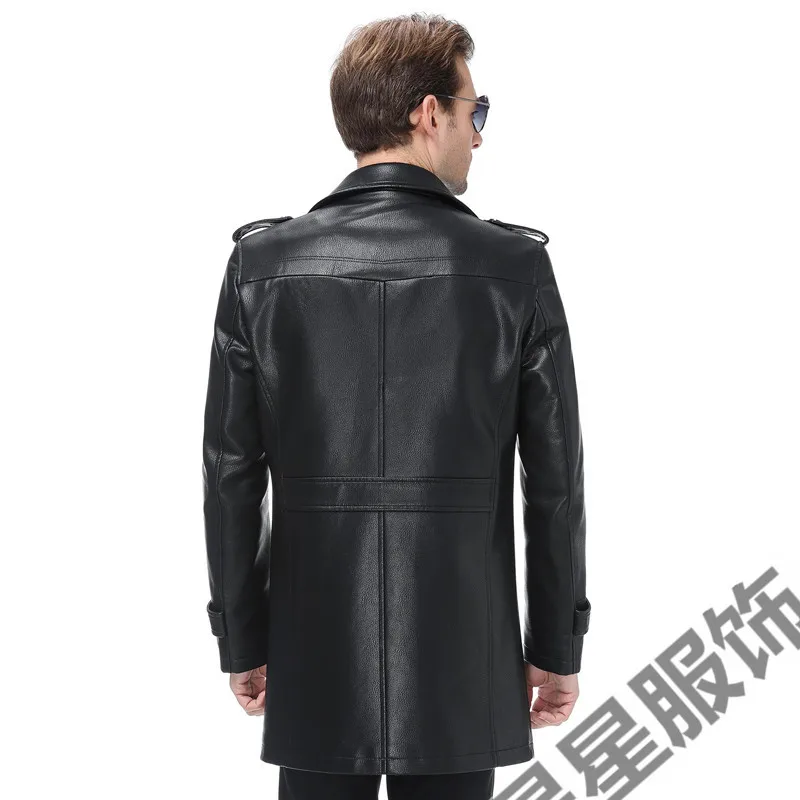 Плюс 8XL 6XL 5XL 4X мужские кожаные куртки из овчины мужская верхняя одежда куртки Осенняя Повседневная куртка Мужские Модные Длинные мужские кожаные куртки