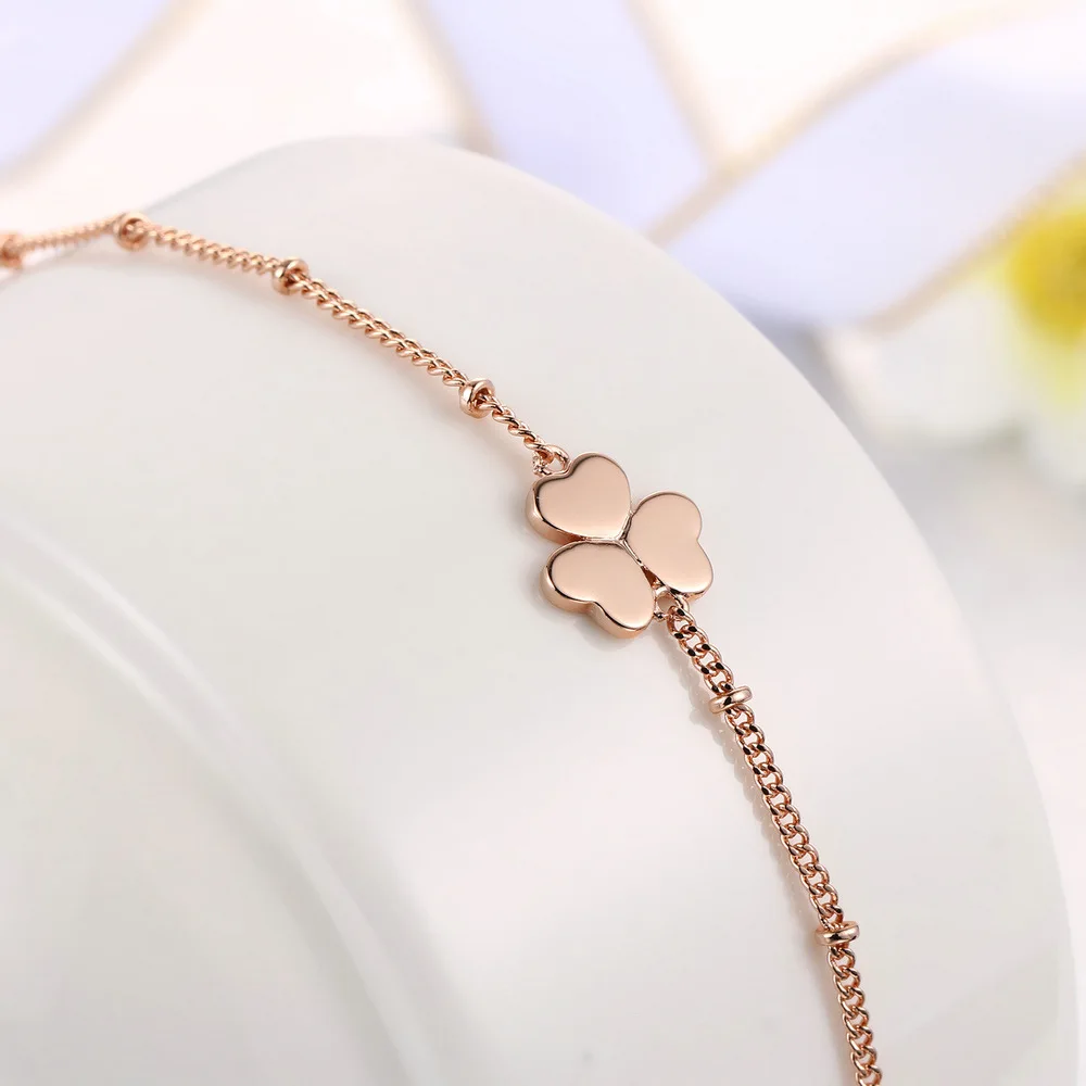 

Good Luck Cubic Zirconia Clover Leaf Bracelet For Womens Men Rose Gold Color Best Friends Plant Bracelet Bangle Women Pulseras