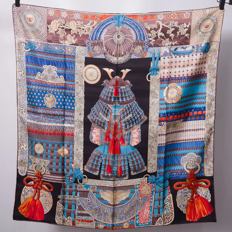 

Armor Scarf Women 90*90cm Pure Twill Silk Square Scarves Brand Design Shawls Wraps Headband Handmade Hemming