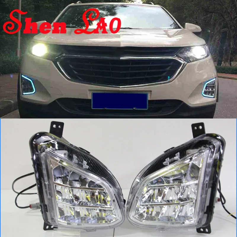 

ShenLao White to yellow Night Ice Blue DRL daytime running light Fog lights For Chevrolet Equinox 17-18