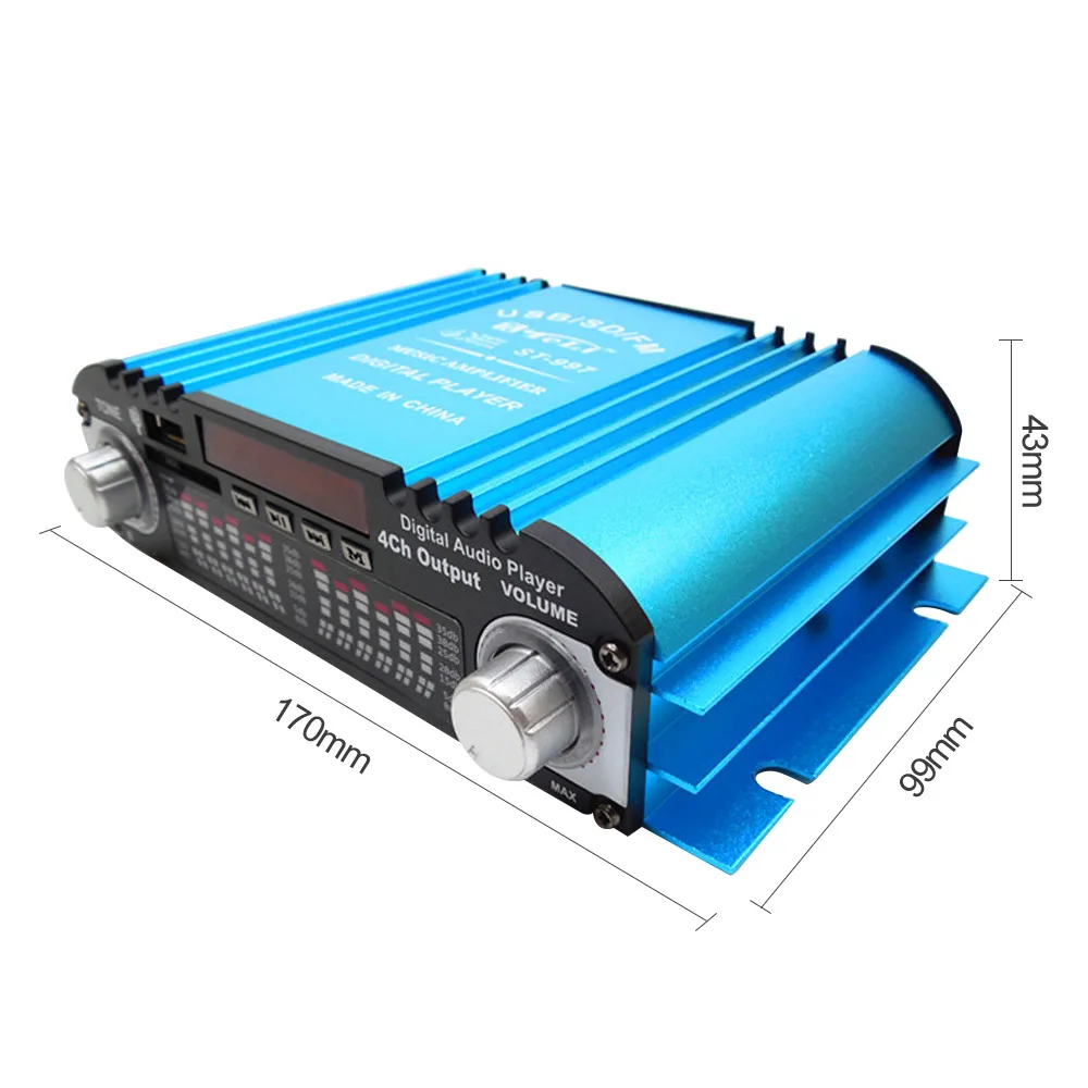 Aiyima12V 4 CH HIFI Car Power Amplifier FM Radio Stereo Audio Music Player Support SD USB MP3 DVD Input For Auto Computer Home