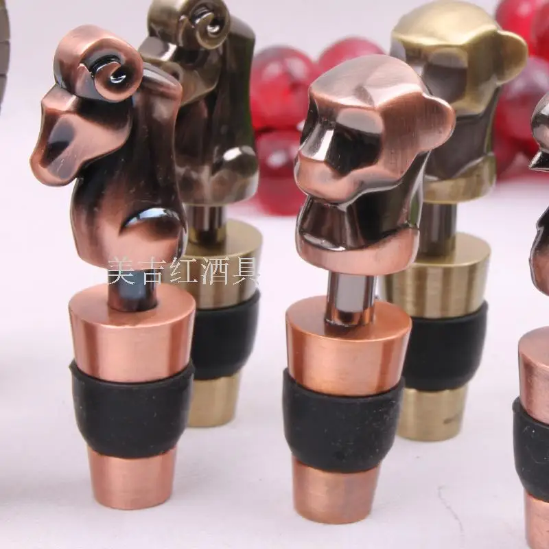 

Chinese traddional zodiac wine plug brnze Wine stopper zodiac imparted r red wine bottle stopper sheep metal wine stopper