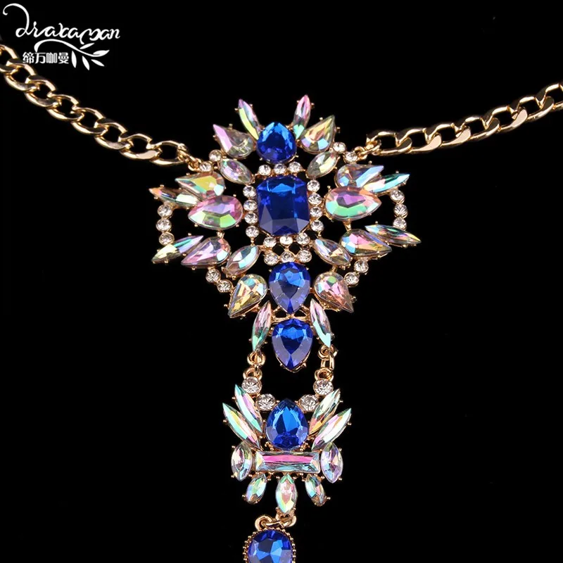 Бренд Dvacaman,, сексуальные украшения для тела с кристаллами, женское свадебное массивное ожерелье, бохо стиль, бикини, бар, цепь для тела, аксессуары X36