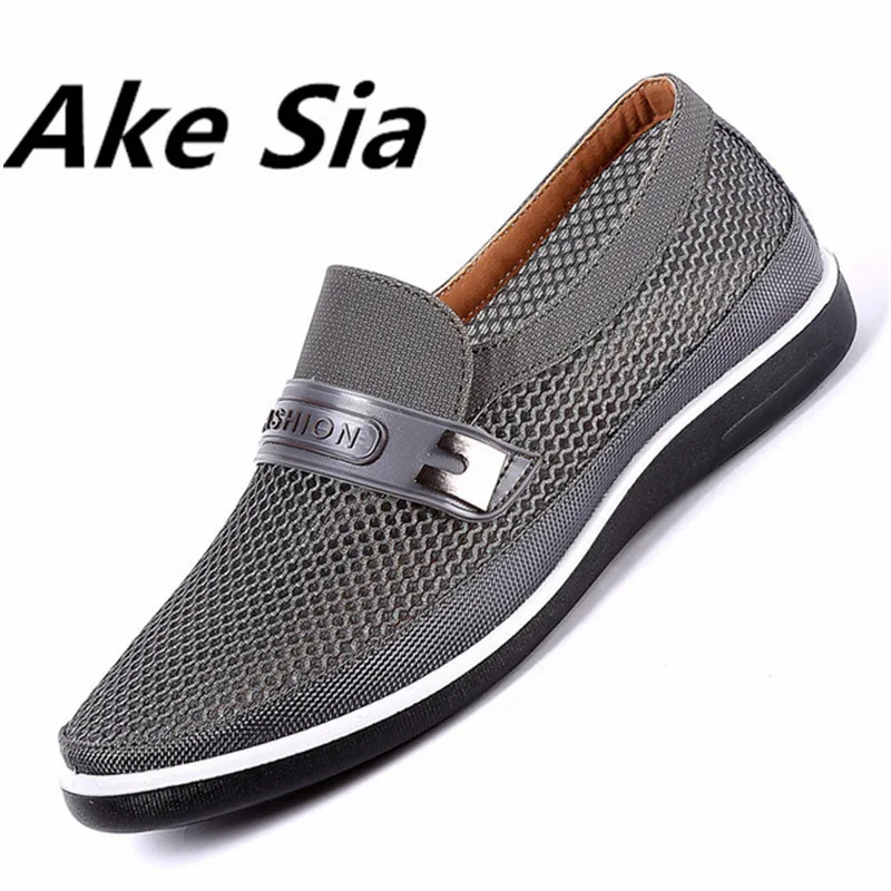 Ake Sia New Summer Mesh Shoes Men Slip-On Flats Out Comfortable Father Shoes Man High-end Shoes Lightweight  Moccasins size 