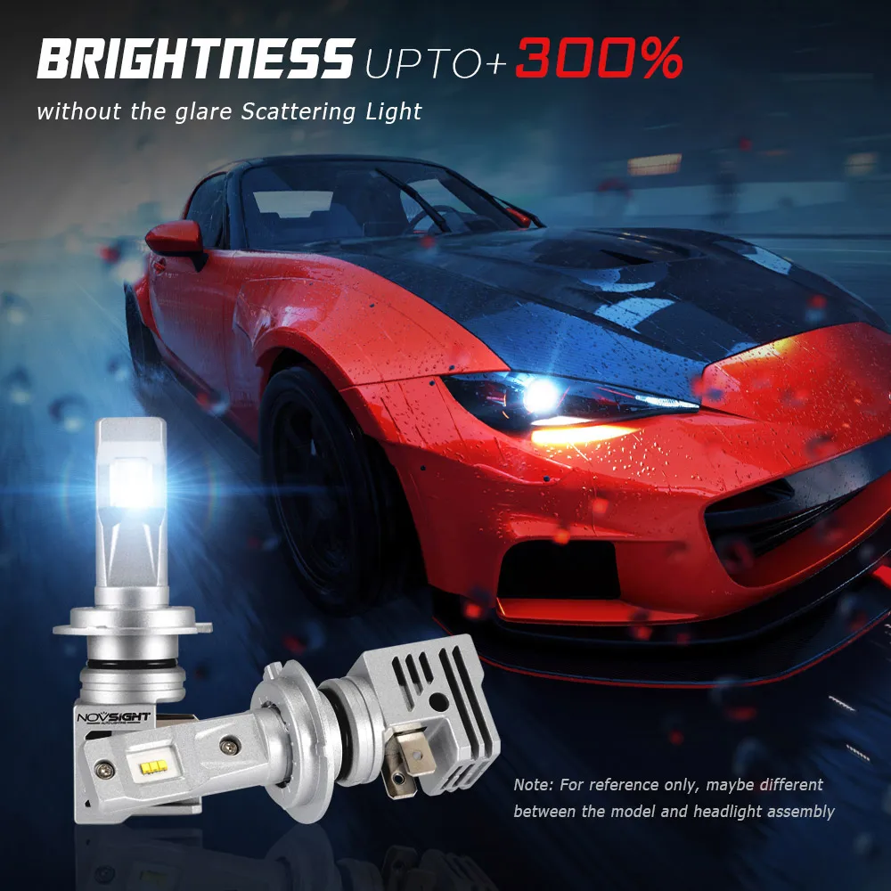 Светодиодные лампы NOVSIGHT H11 H4 H7 9005 9006 HB3 HB4 H1 H3 55 Вт 6000 лм|Передние LED-фары для авто| |