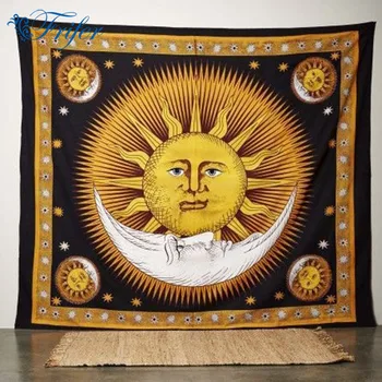 

Retro Folk-custom Colorful Tapestry Psychedelic Celestial Indian Sun Tapestry Wall Hanging Decorative Throw Curtain 145x160cm