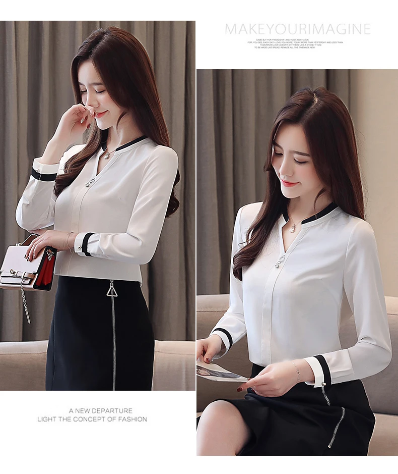 FREE SHIPPING Women V-Neck Chiffon Blouse OG0728