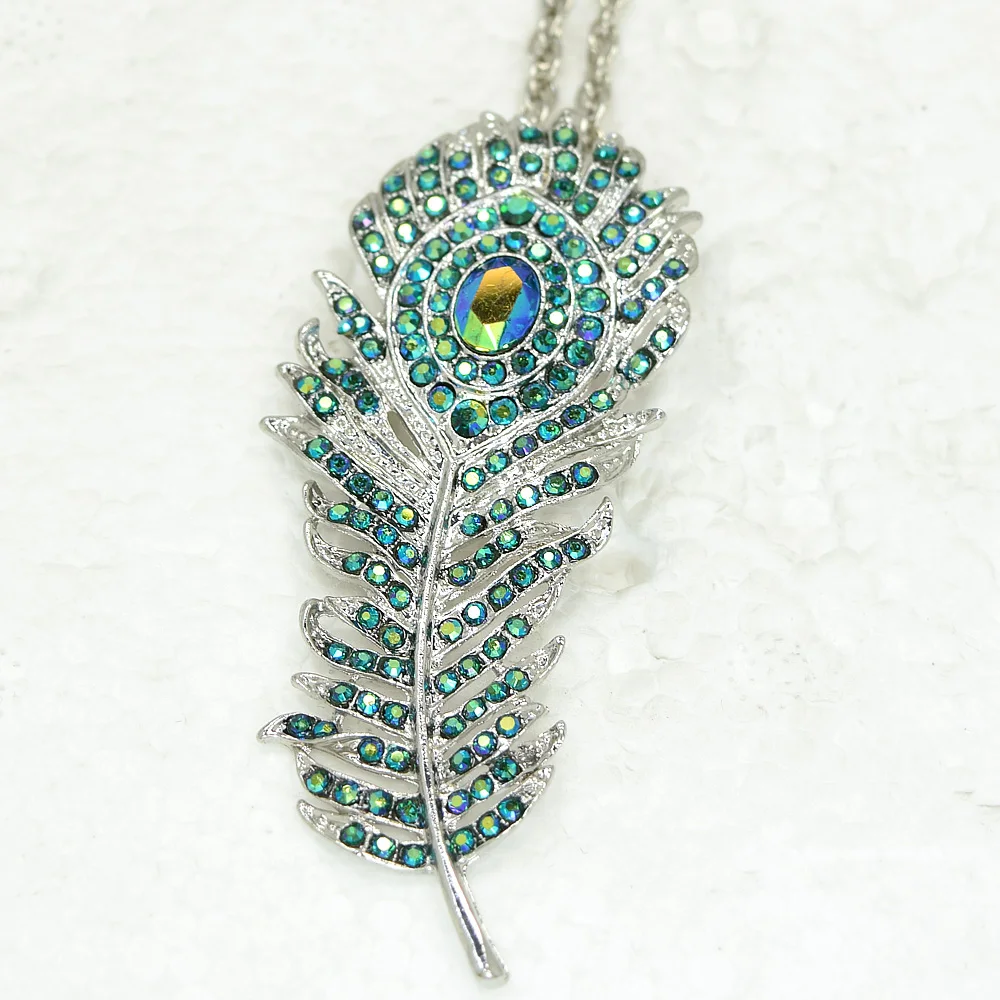 12pcs/lot Wholesale Rhinestone Peacock Feathers Fashion Pendant