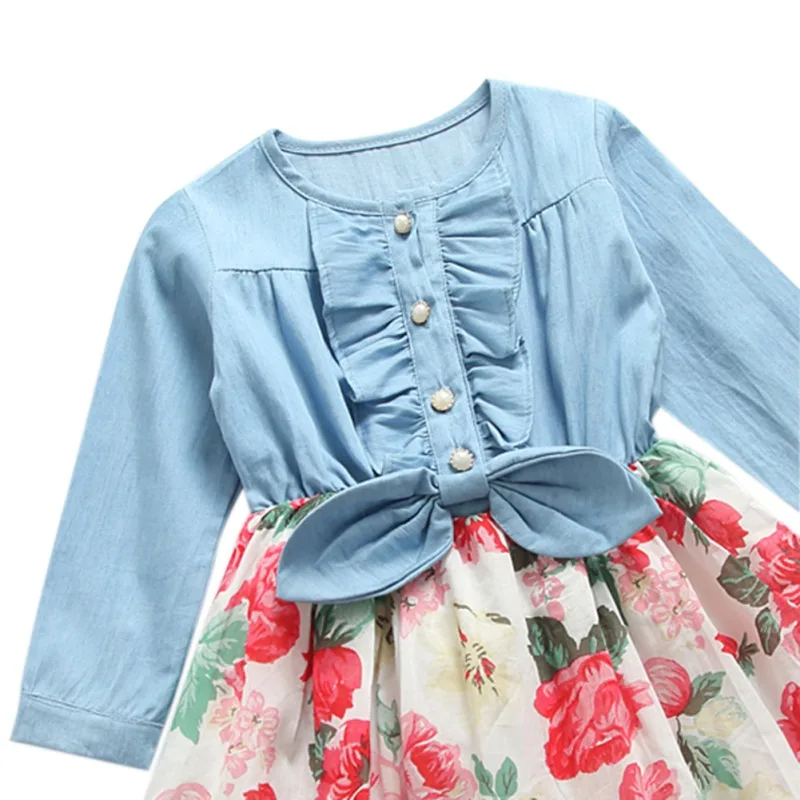 

2018 Printed Dress Kids Baby Girls Long Sleeve Princess Party Pageant Holiday Dresses christmas clothes