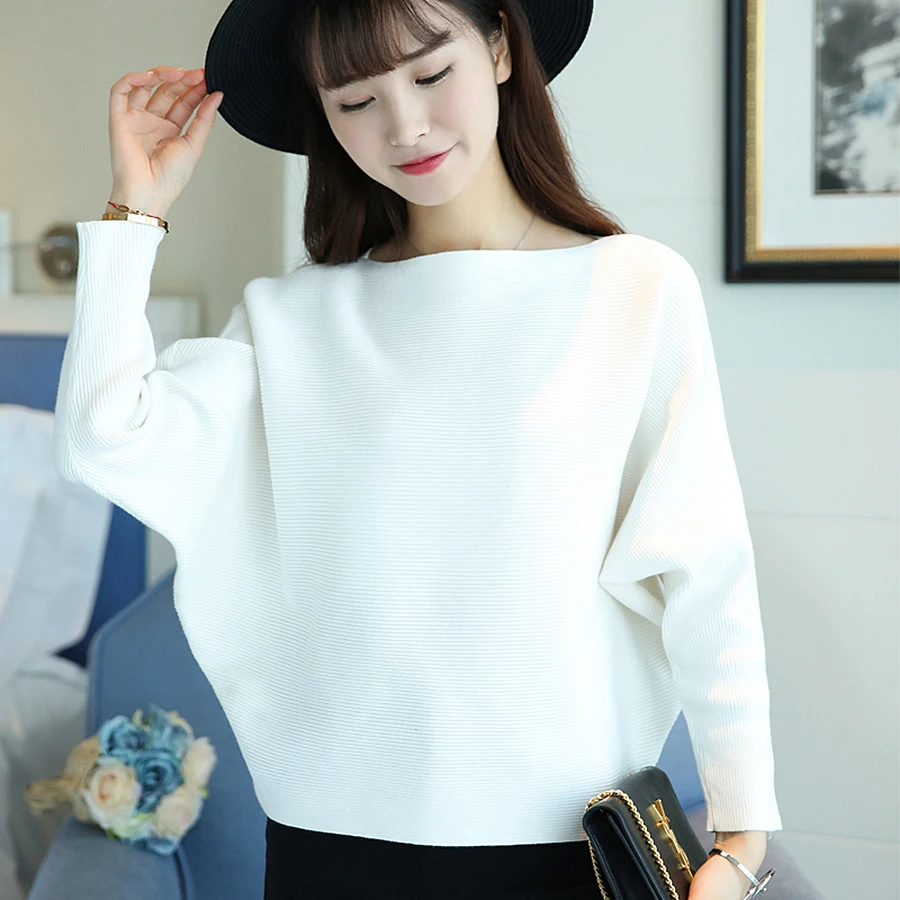 Loose Women Pullovers Sweater Batwing Long Sleeve Winter Knitted