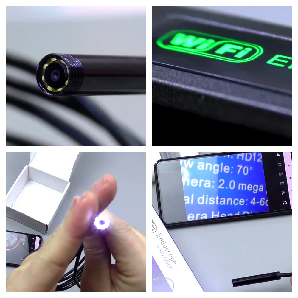 8 мм эндоскоп 10 м 1200p камера Wifi бороскоп Камера Эндоскоп HD IOS для Iphone|Камеры