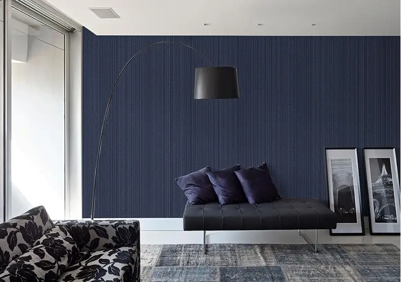 Современный простой чистый серый темно-синий 3D нетканый материал обои теплая гостиная спальня ТВ рулон обоев