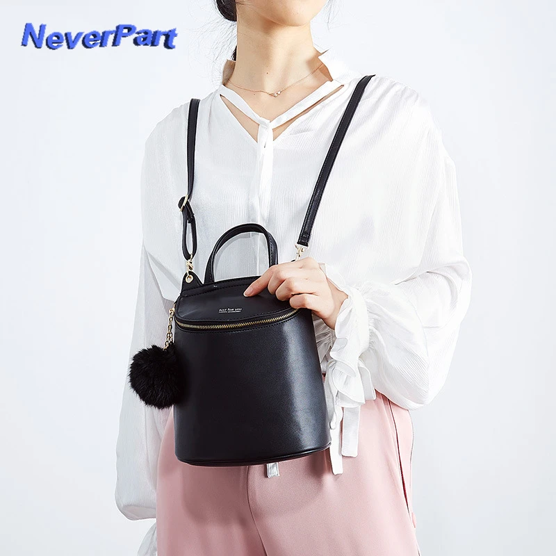 

2019 Women Backpack With Hairball Multi-Function Fur Tassel Leather Small Backpacks Female Ladies Shoulder Bag Brand Summer Bags