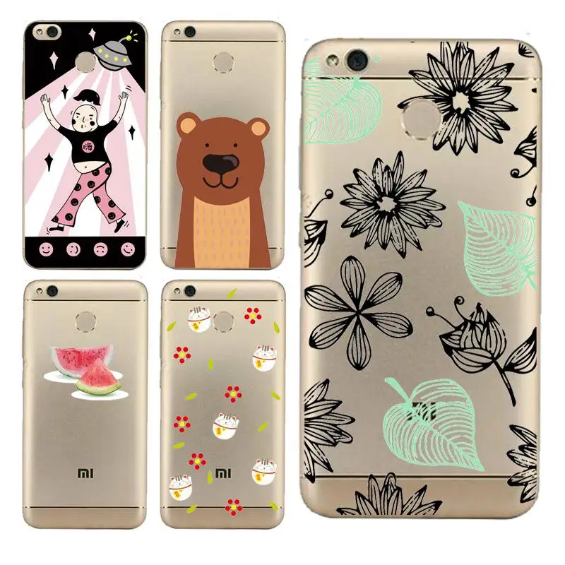 Cartoon watermelon Hollow flower Soft Clear TPU Phone Case For xiaomi redmi 4x 4a note5a note4x 5s mi6 note3 Free Shipping | Мобильные