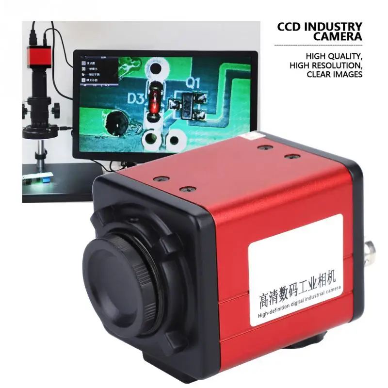 Semiter Us Plug 100-240v 1200 Tvl C-Mount Industry Camera Hd Av//tv Microscope Video Recorder Ccd for Industrial Testing Machine Vision Etc.