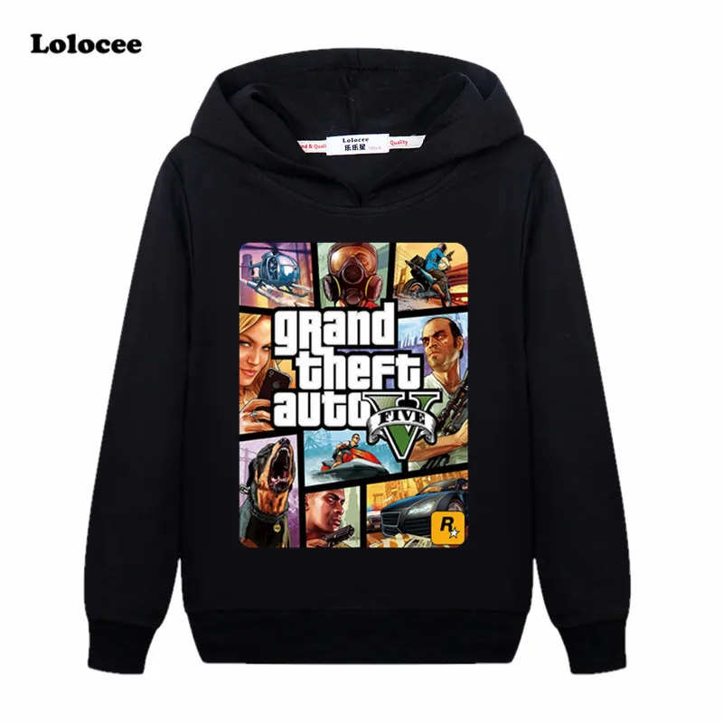 

Kids Cartoon GTA Hoodie T Shirt Street Long with GTA 5 T-shirt Famous Brand Sweatshirt 100% Cotton Tees for Boys Game Shirt