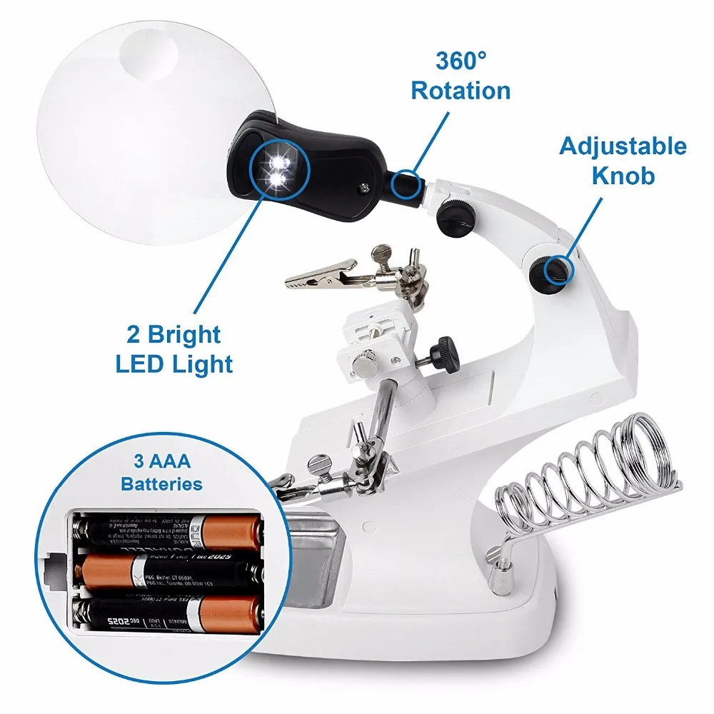 Multi-functional-Welding-LED-Magnifier-3X-4-5X-magnifying-glass-Alligator-Clip-Holder-Clamp-Helping-Hand (2)