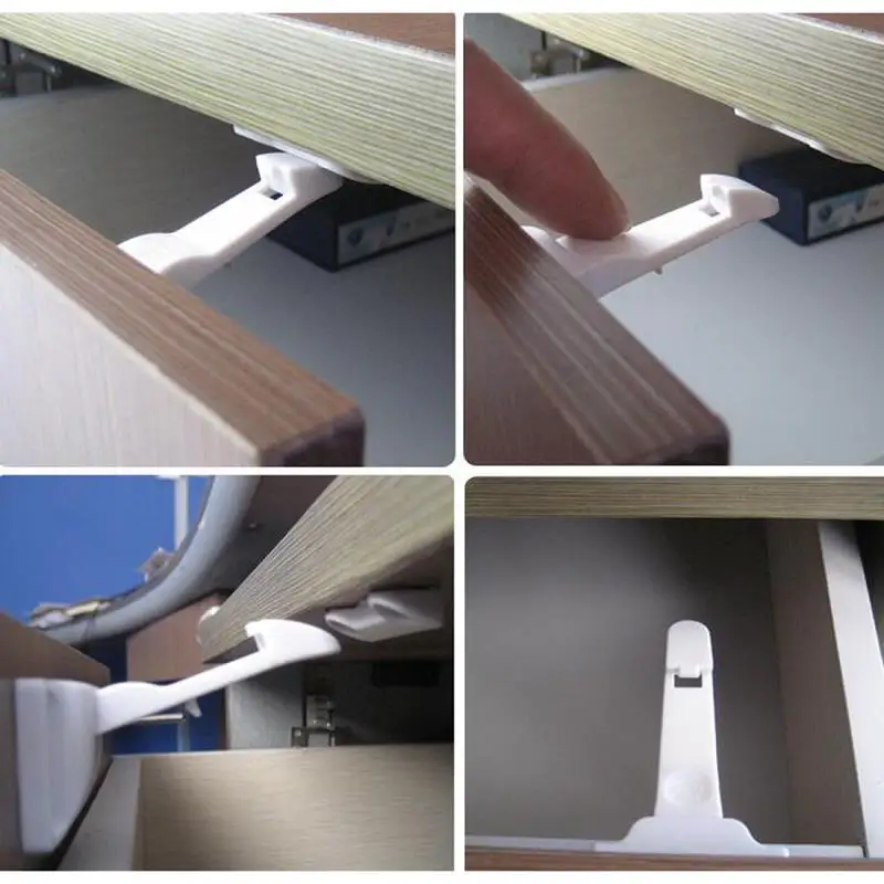 2Pcs Hidden Drawer Lock Kids Safety Drawer Latches Children Security