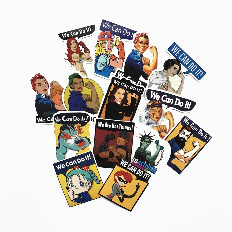 

14Pcs we can do it Stickers Graffiti Punk Waterproof Decal Laptop Motorcycle Luggage Snowboard Car Sticker