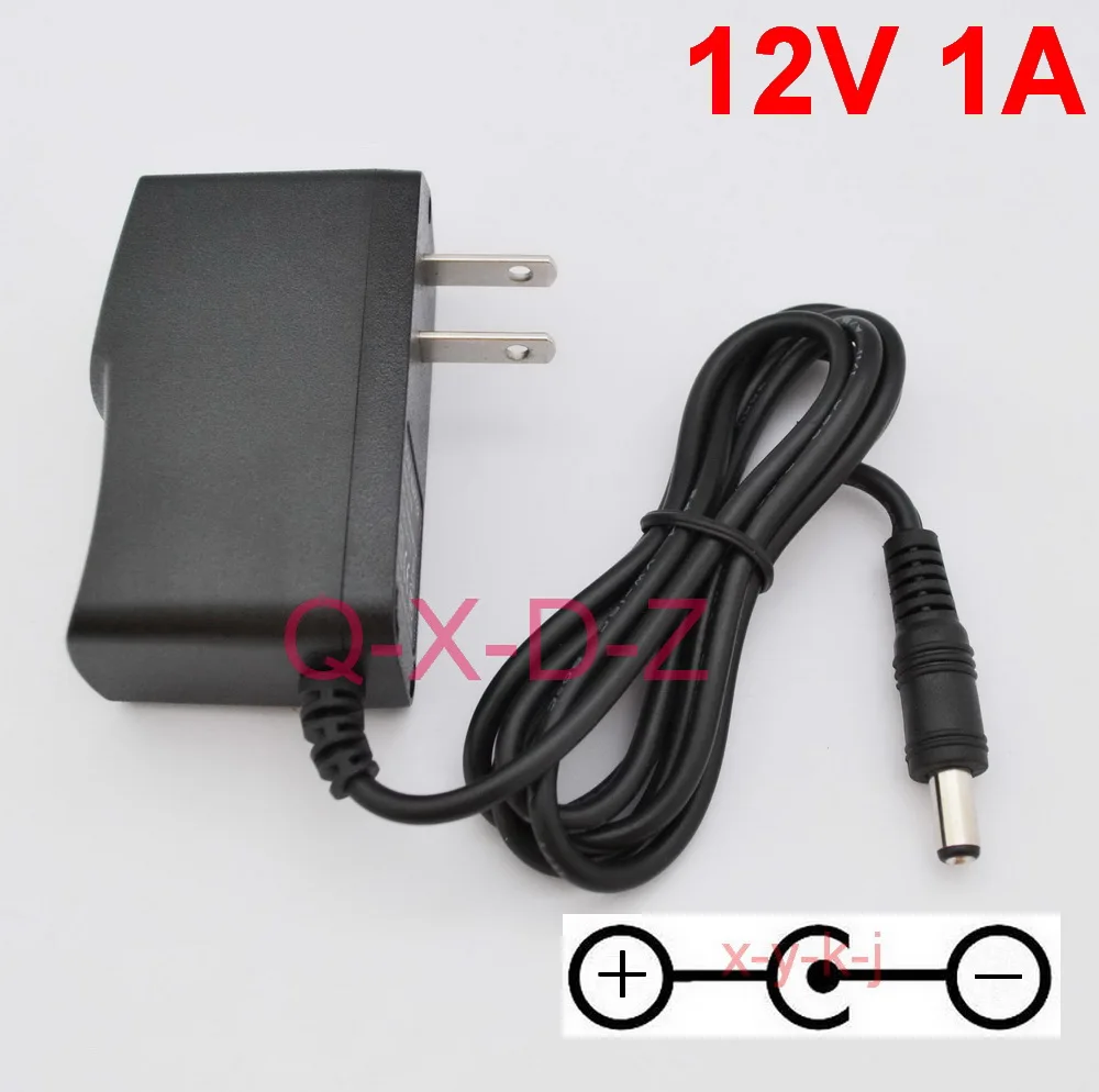 

100PCS 12V1A High quality AC/DC 12V 1A Switching Power Supply adapter Reverse Polarity Negative Inside US plug 5.5mm x 2.1mm