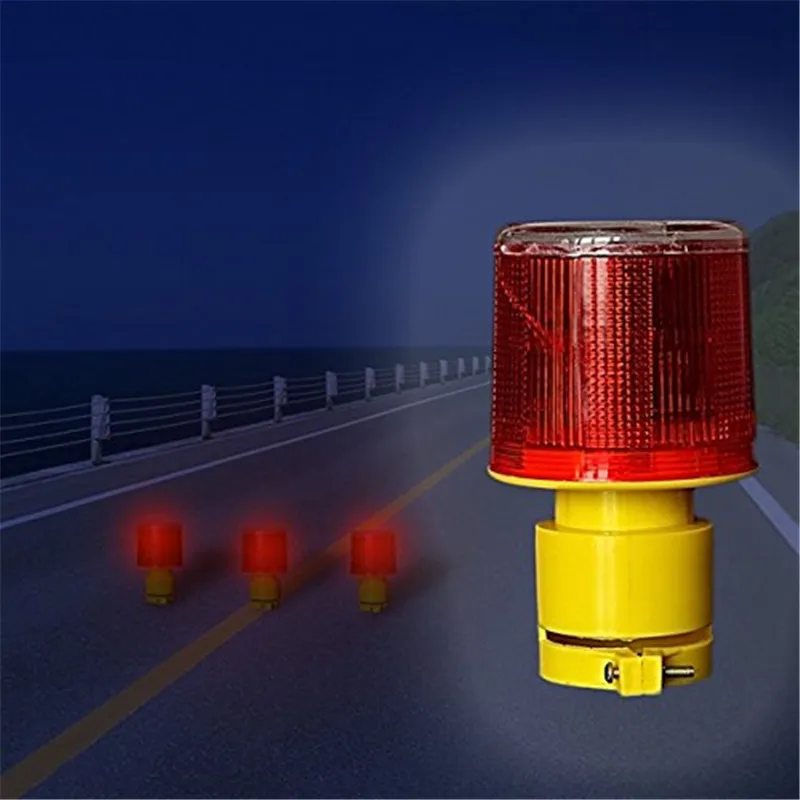 1pc Plastic Solar LED Emergency Warning Flash Light Alarm Lamp Traffic Road Boat Red Light 360 Degree LED Solar Strobe Warning Light