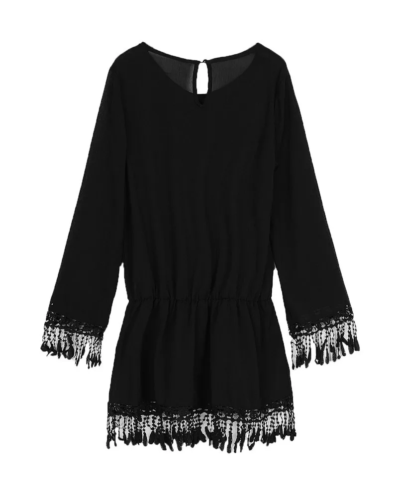 ZANZEA 2017 Summer Women Boho Tassel Lace Dress Sexy Crochet Tunic Beach Party Dresses Black White Chiffion Vestidos Plus Size 28
