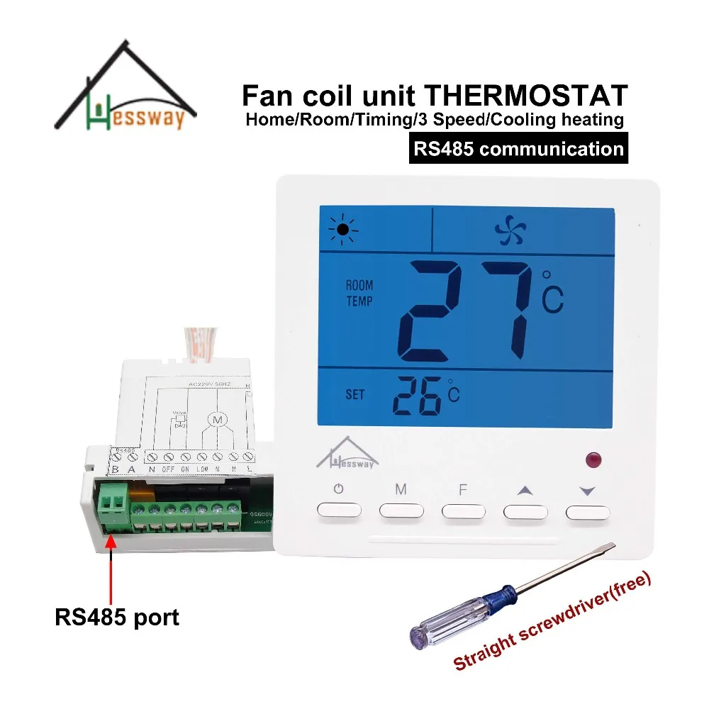 Центральный кондиционер HESSWAY modbus RTU RS485 переключатель управления термостатом для
