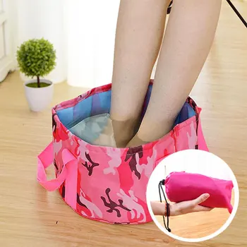 

1PC Portable Round Folding Water Washbasin Camping Picnic Oxford Wash Bucket Bag Travel Outdoor Ultralight Wash Basin Foot Bath