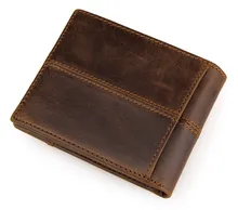100% top quality cow genuine leather men wallets fashion splice mens purse short vintage with coin pocket carteira masculina