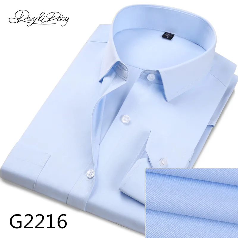 DAVYDAISY, мужская рубашка, весна, отложной воротник, формальная, однотонная, твил, в полоску, бизнес, для мужчин, светская, с длинным рукавом, рубашки, DS-111 - Цвет: G2216