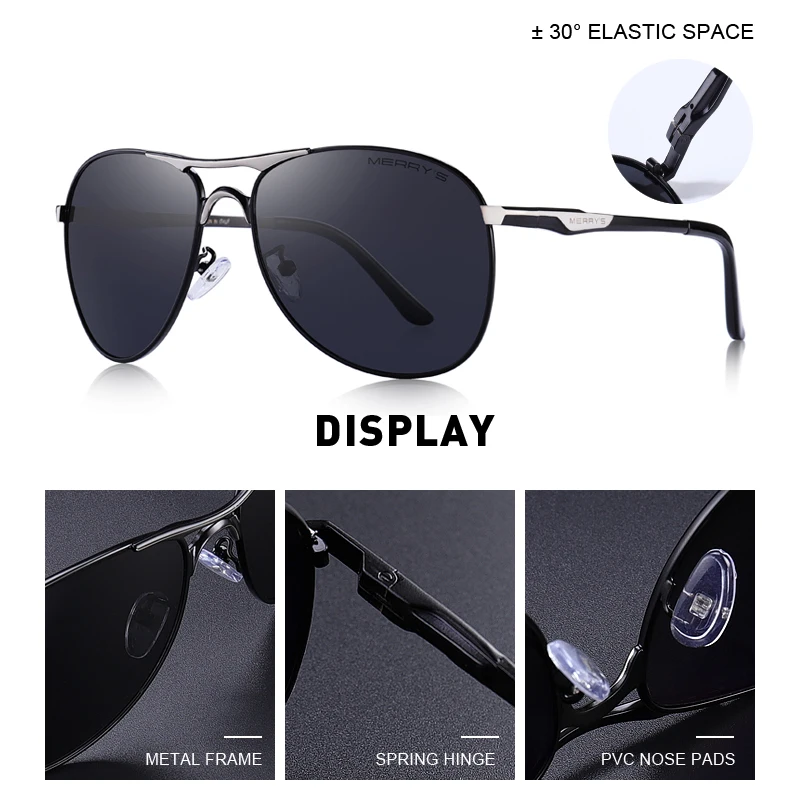Goedkoop MERRYS ONTWERP Mannen Classic Pilot Zonnebril Heren HD Gepolariseerde zonnebril Voor Driving Luxe Shades UV400 Bescherming S8712