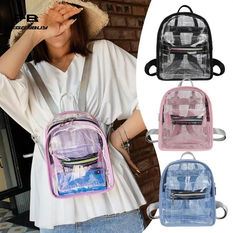

Clear Transparent PVC Small Backpacks Shoulders Bag Women Casual Letters Shoulder Bolsa Summer Back Pack school bags mochilas