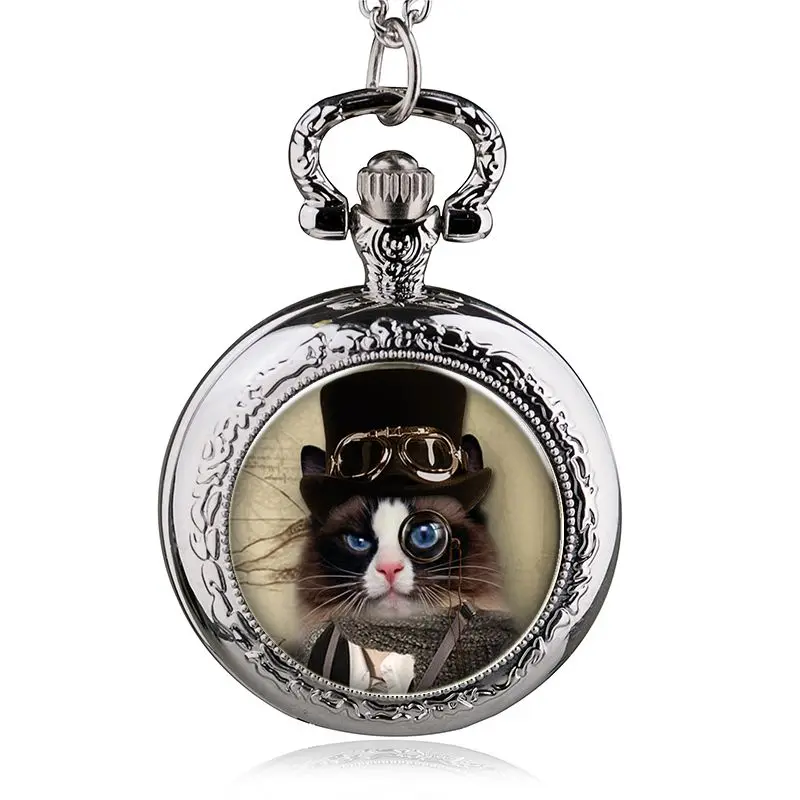 

Alice in Wonderland Cheshire Cat Quartz Pocket Watch Pendant Necklace Mens Watch Womens Watch Boys Girls Gift