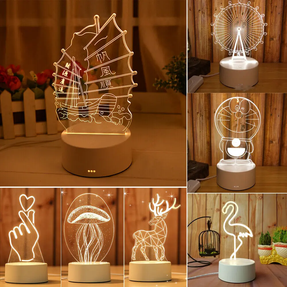 

3D LED Night Light Table Desk Lamp illusion Creative Light Surprise Kids Gift Bedroom Home Room Decor