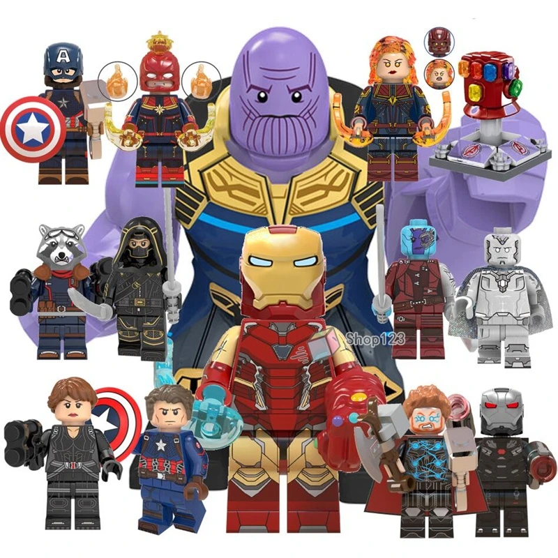 

Single Avengers 4 Endgame Thanos Nebula Thor Black Widow Rocket Roccoon Vision Scarlet Witch Building Blocks Marvel Toys