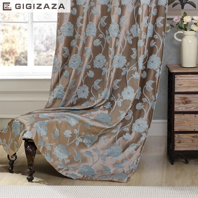 

GIGIZAZA floral jacquard modern style blinds curtains for living room silver jacquard curtains with flowers custom curtains
