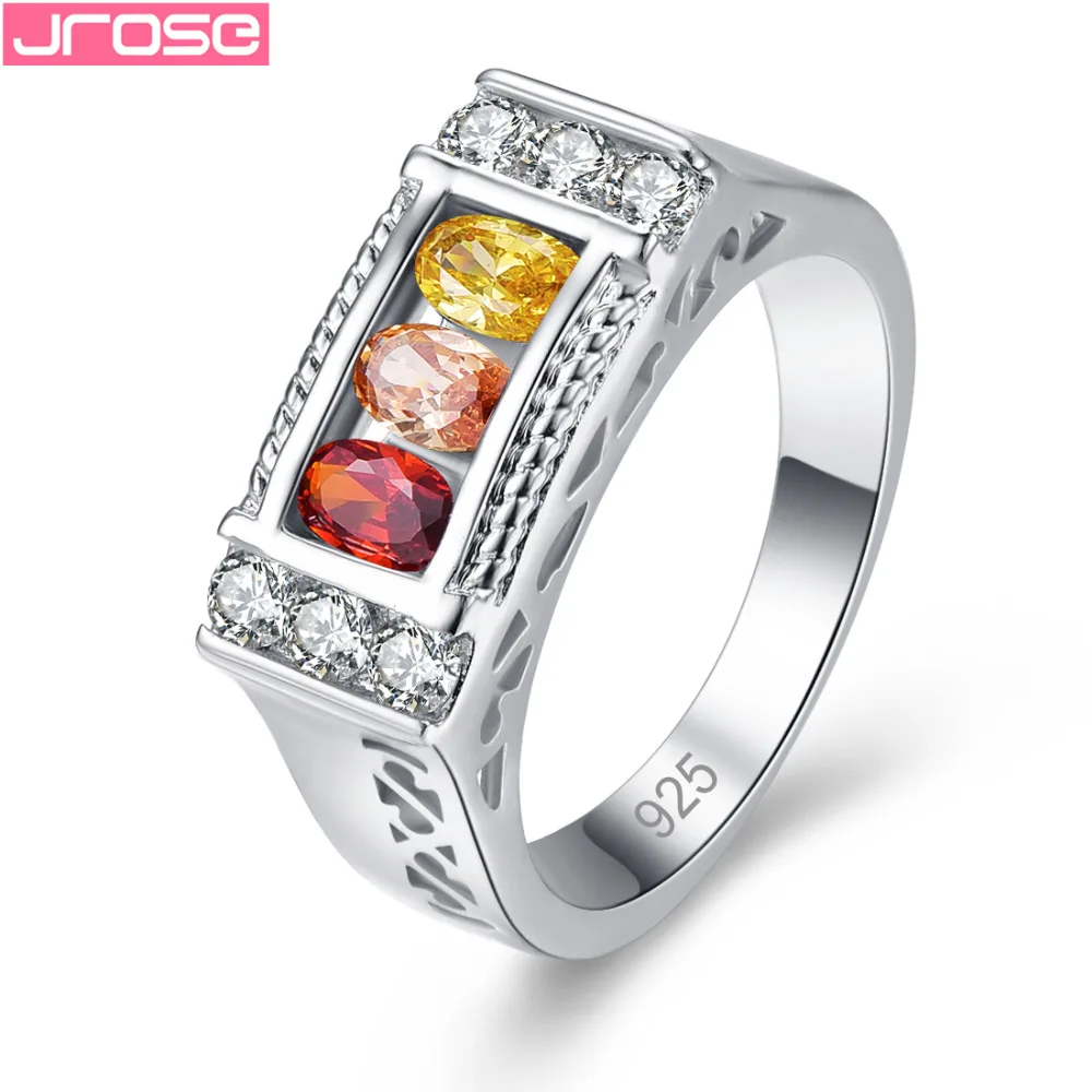 

JROSE 2018 New Fashion Jewelry Oval Cut Purple Pink Gold Red White Cubic Zirconia Silver Ring Size 6 7 8 9 Dazzling Women Bride
