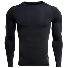 Мужская футболка с длинным рукавом для фитнеса, для бега, баскетбола, облегающие Трикотажные изделия, быстросохнущие футболки, спортивная одежда, эластичная спортивная одежда, одежда для спортзала