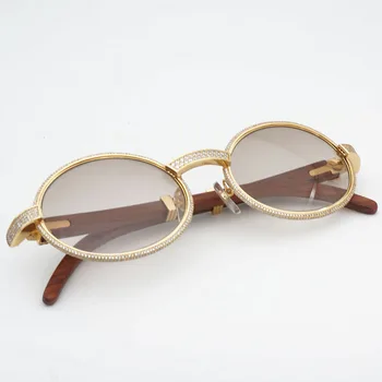 

Diamond Buffalo Horn Sunglasses Metal Sun Glasses Retro Natural Wooden Shades Men Sun Glasses for Round Stone Glasses Frame