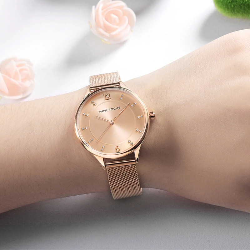 MINIFOCUS Luxury Ladys Watch for Woman Fashion Casual Women Watches Rose Gold Women's Wristwatches Relogio Feminino Montre Femme