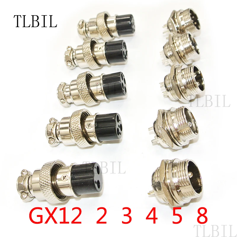 

1Set GX12 2/3/4/5/6 Pin Male + Female 12mm L88-93 Circular Aviation Socket Plug Wire Panel Connector with Plastic Cap Lid