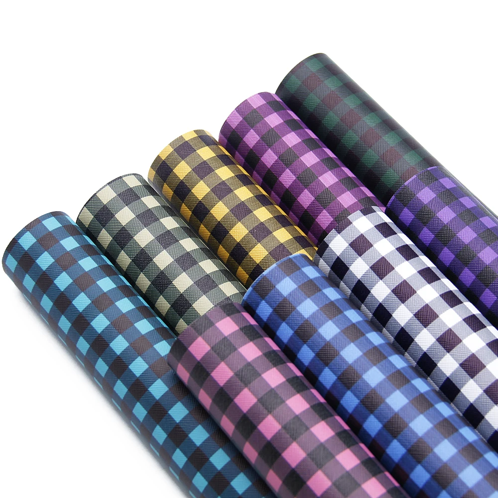 

david angie 9pcs/set 20*34cm Plaid Grid Faux Synthetic Leather Fabric,DIY Decorative Garment Hairbow Bags Crafts,1Yc5899