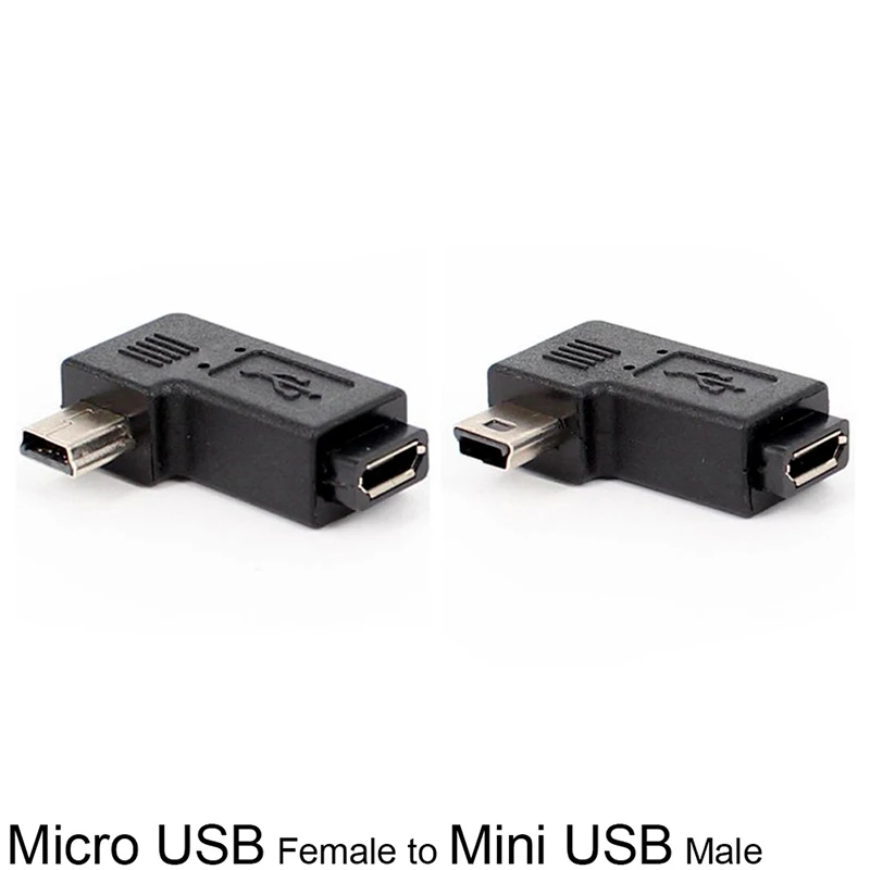 90 градусов правый левый угол мини USB тип A папа микро Женский адаптер|Соединители|